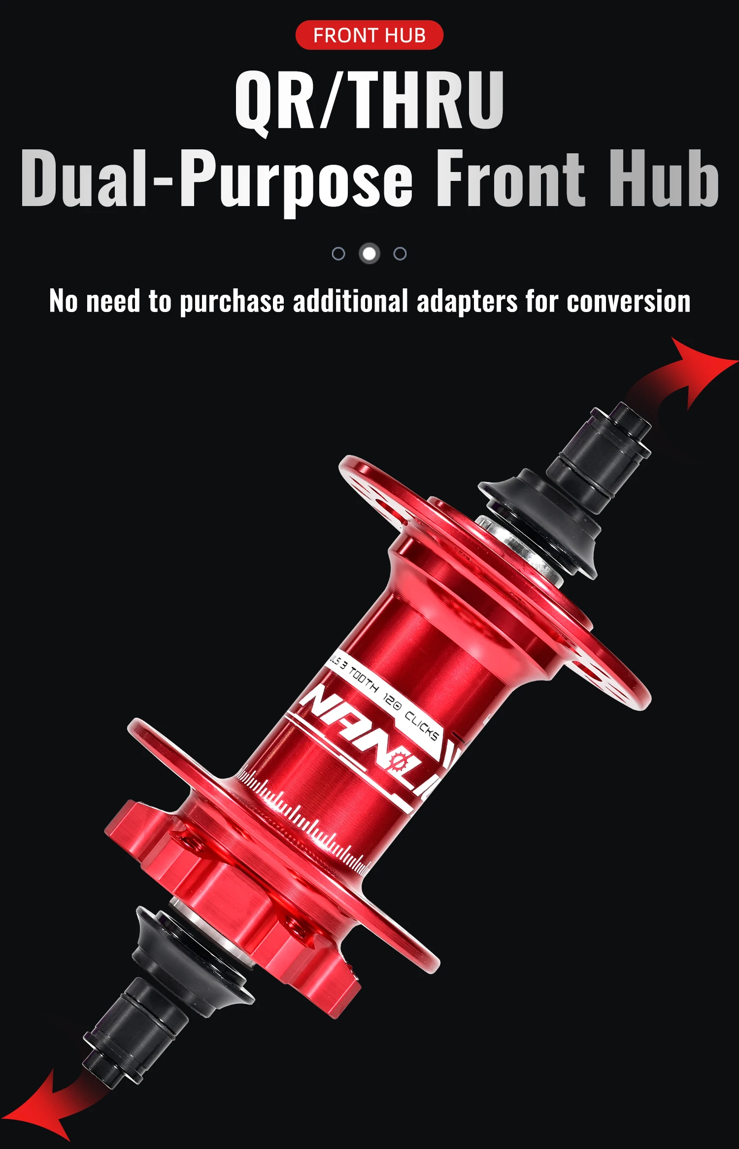 MTB Bicycle Front Hub Thru Axle Disc Brake 6 Bolts Boost 15x110