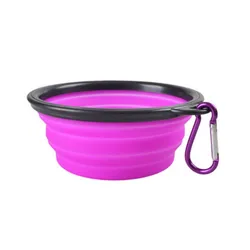 Durable Collapsible Silicone Pet Bowl - Portable Travel Food & Water Dish - 350 ml (PURPLE)