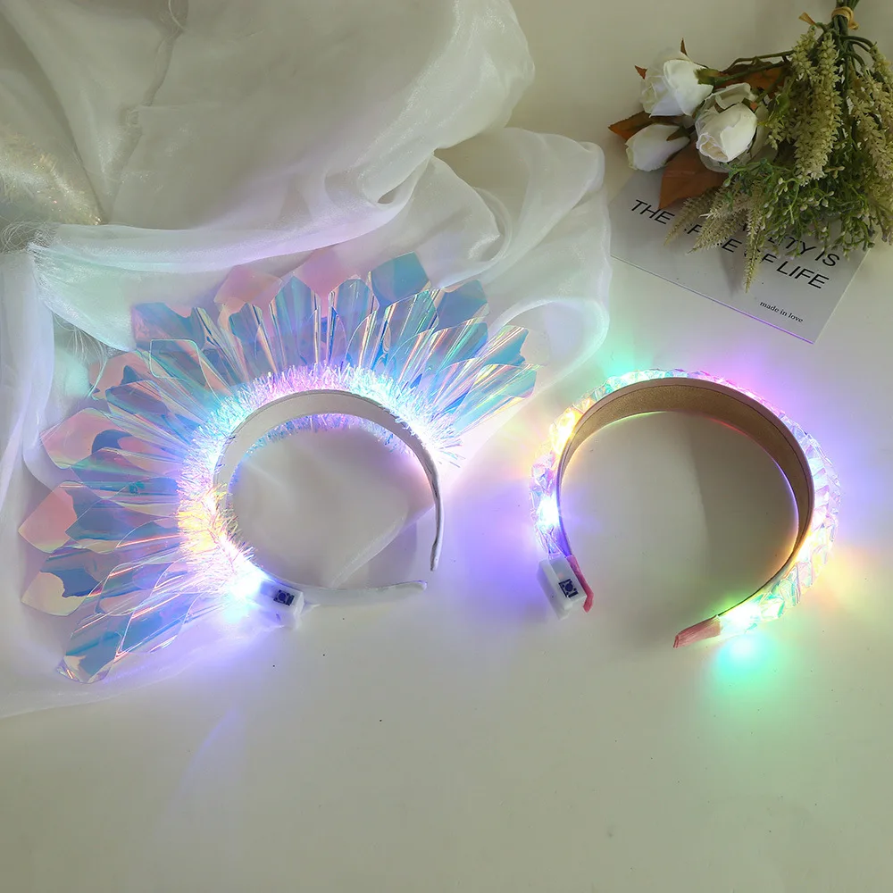 LED Glowing Crown Headband - Luminous Party Headdress for Nightclub Cosplay