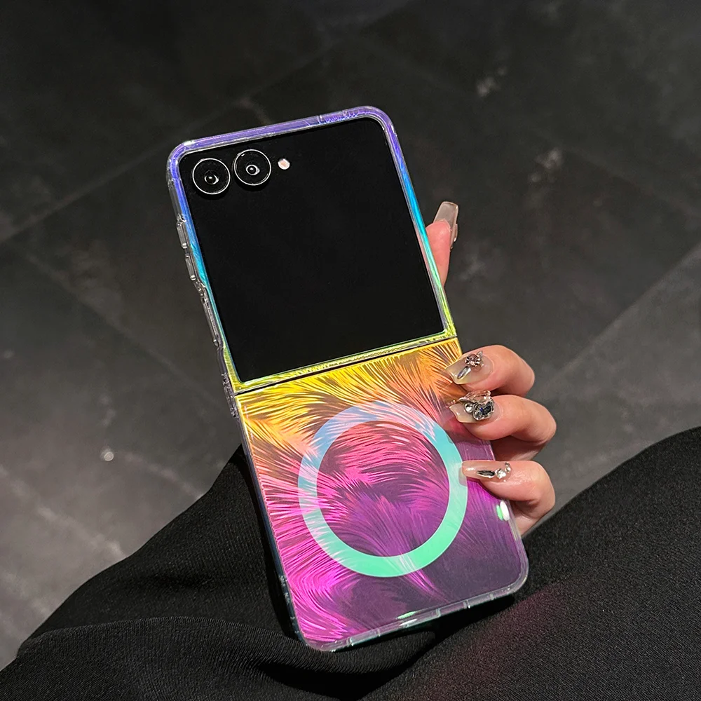 Magsafe Dazzling Laser Phone Case with Wireless Charging Capability and Colorful Back Cover