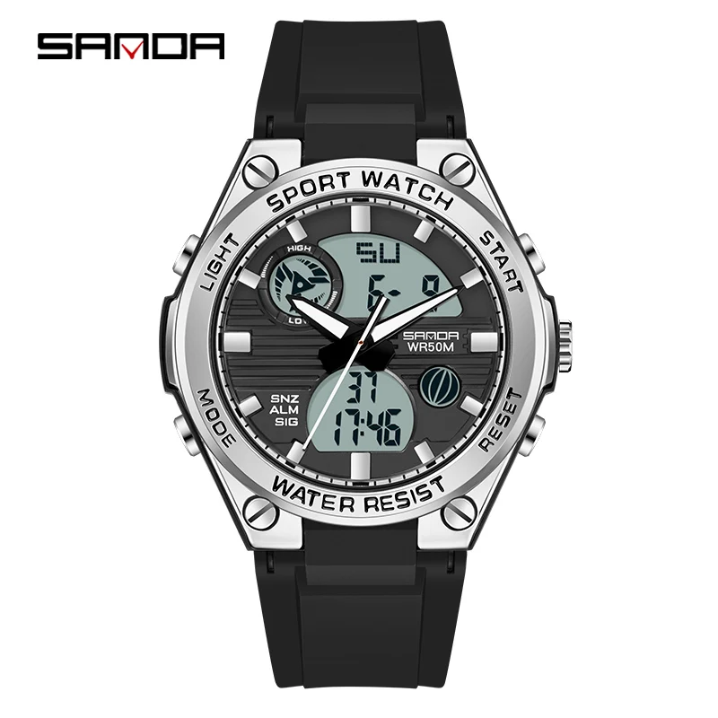 SANDA Luxury Ms LED Digital Sport Watch Fashion Casual Gold Wrist Watch Women Girl Military Waterproof Wristwatches Montre Dames 