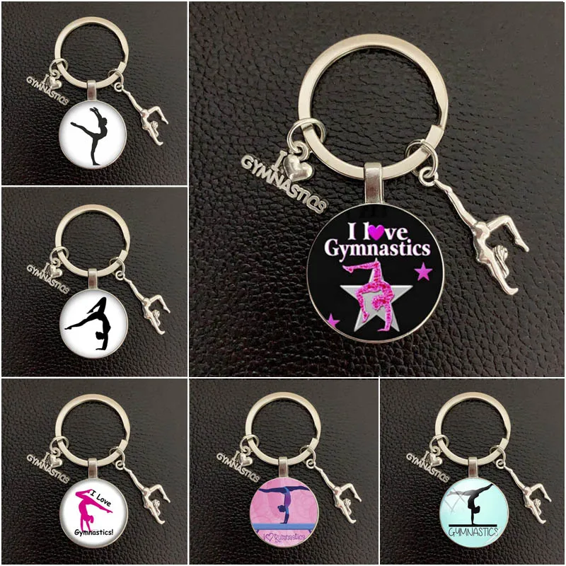 ILoveGymnasticsKeychainCreativeRhythmicGymnastPendantKeyRing