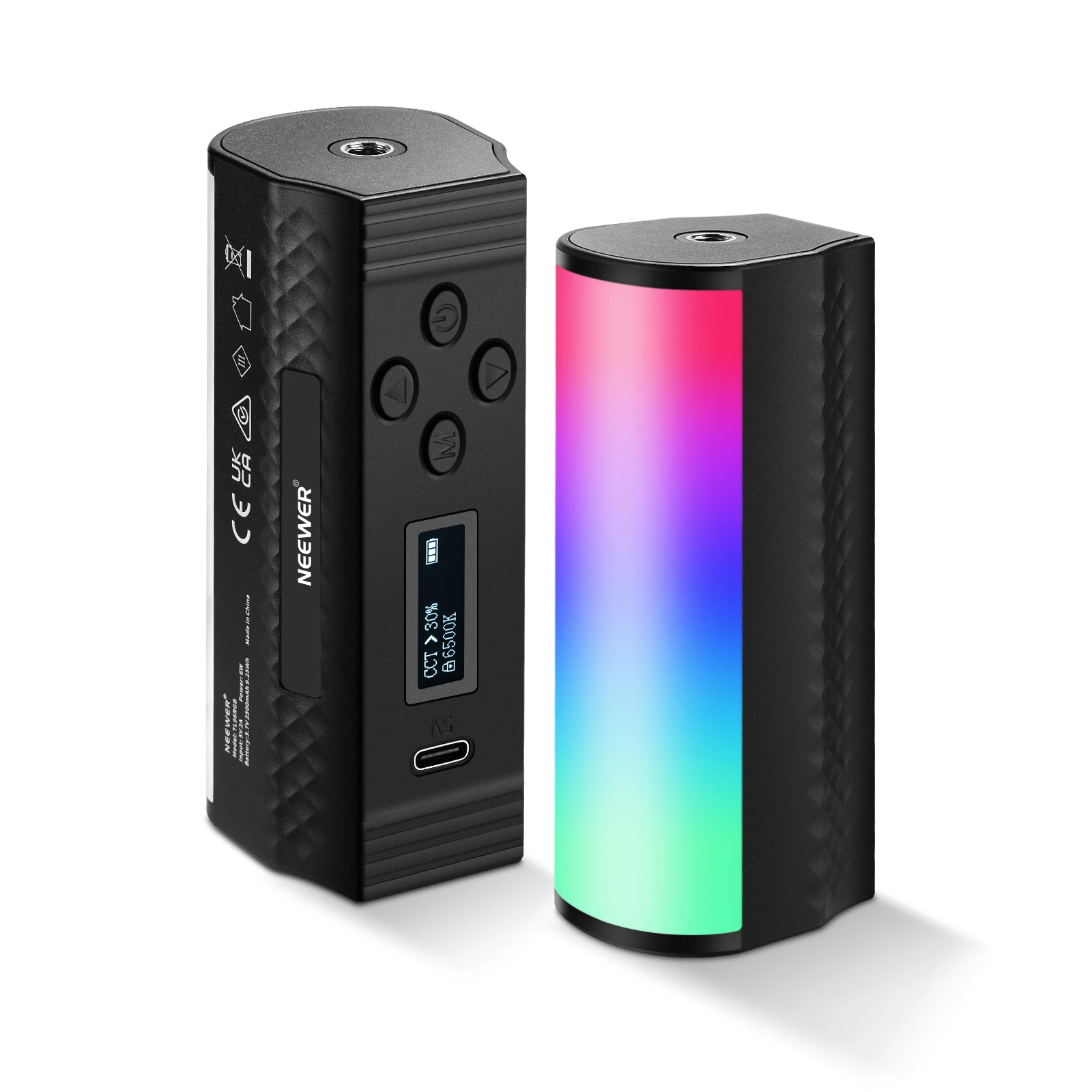 

NEEWER Магнитный ручной светильник, 360 ° полный RGB светодиодный мини-видео-светильник с аккумулятором 2500mAh, 2500-8500K