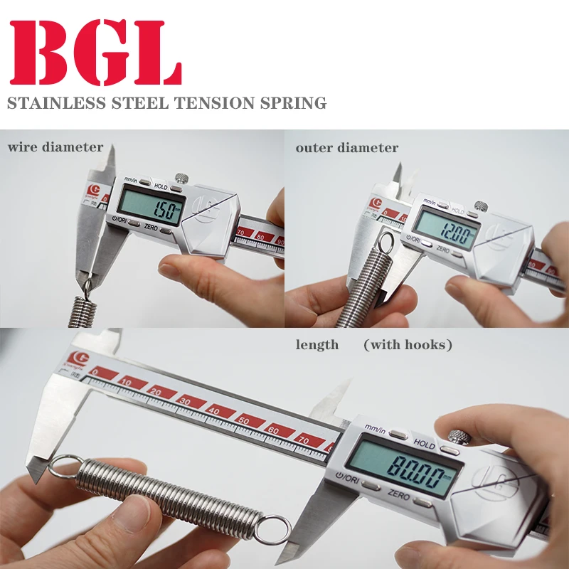 Tension Springs Tension spring 0.8mm 1mm 304 stainless steel extension spring OD 5mm-12mm length15mm to 120mm 5pcs/lot tension springs