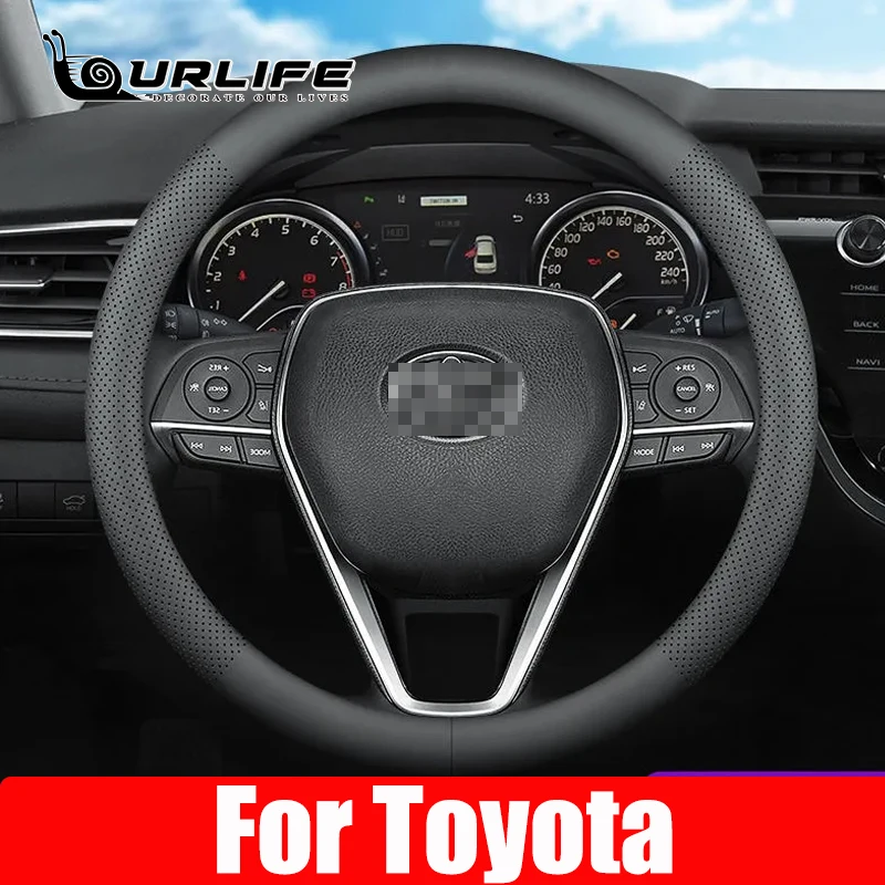 

38CM PU leather Car Styling Steering Wheel Cover for Toyota Corolla Avensis Yaris Rav4 Hilux Chr Camry Auris Auto accessories