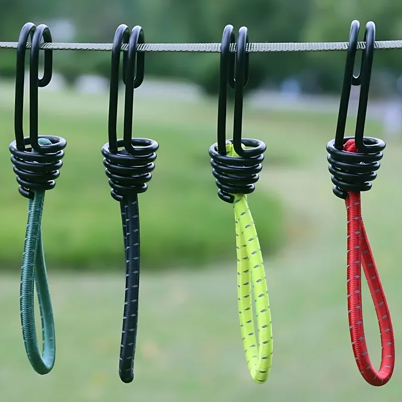 Outdoor Tent Ropes 1/3/5Pcs Outdoor Tent Bungee Elastic Rope Cords with Hook for Camping Canopy Tarp Tent Fixed Binding Belt Hook Cord Fastener