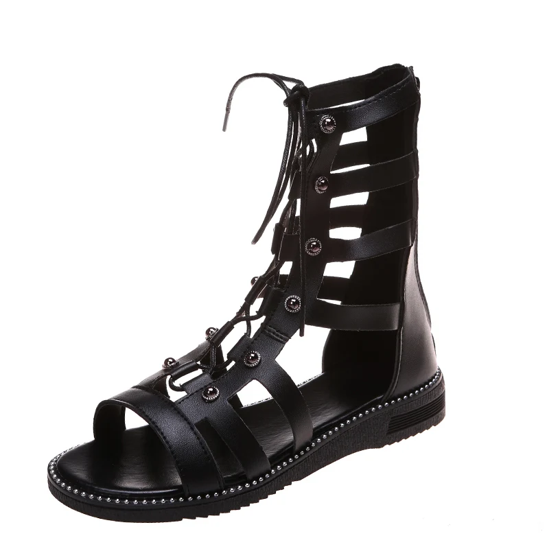 Ladies Roman Style Rivet Cutout Back Zip Sandals Versatile Fashion Casual Sandals New Summer women sandals,comfortable sandals