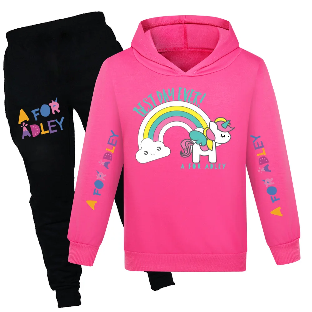 

New Cartoon A for Adley Clothes Kids Spring Autumn Hoodie Sweater+trousers 2pcs Suit Baby Girl Clothing Sets Boys Sportsuits