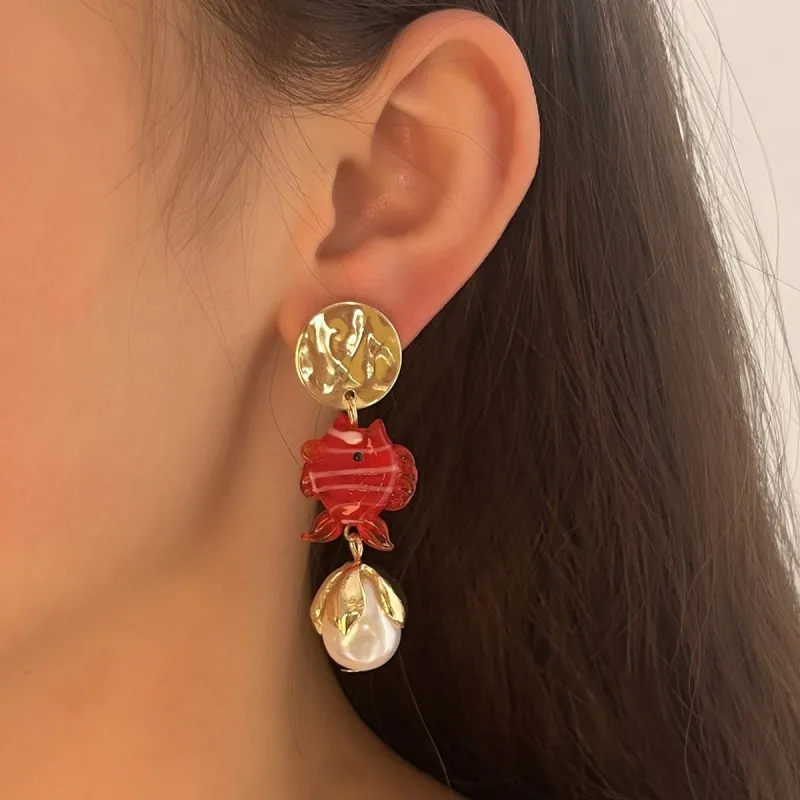 Cute Octopus Drop Earrings Marine Design Resin Copper Alloy Jewelry