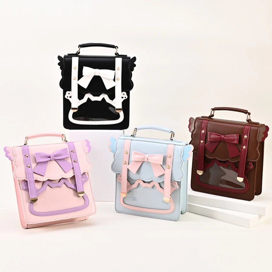 Japanese Student Sweet Bow Backpack Vintage Jk Uniform Itabag Girls Crossbody Shoulder Bagpack Cos Gothic Lolita Kawaii Rucksack 3