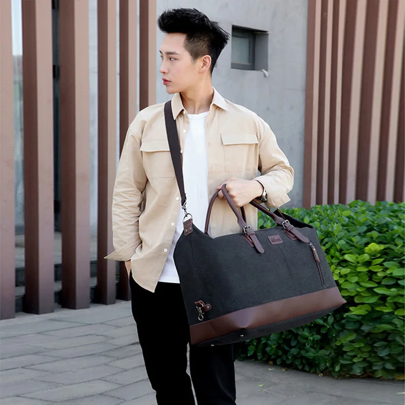 

2023 Men Canvas Travel Bags Male Retro Fashion Luggage Duffle Handbag Large Capacity Fitness Crossbody Bags