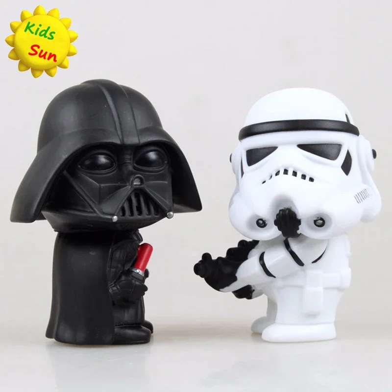 

top sell 10cm 2pcs/lot Cute Style Star War Darth Vader & STORM TROOPER Kawaii Movie Action Figure Model Toys