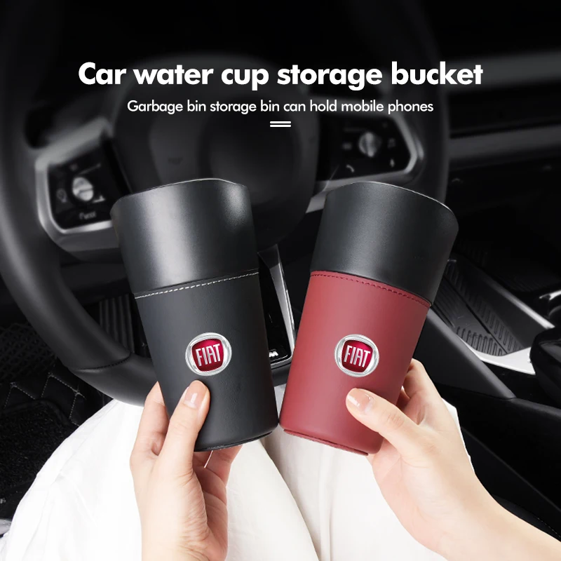 Car Trash Vehicle Leather Garbage Bin Storage Box Holder Rubbish For Fiat Grande Punto 500 Abarth Tipo Panda Brave Stilo Palio