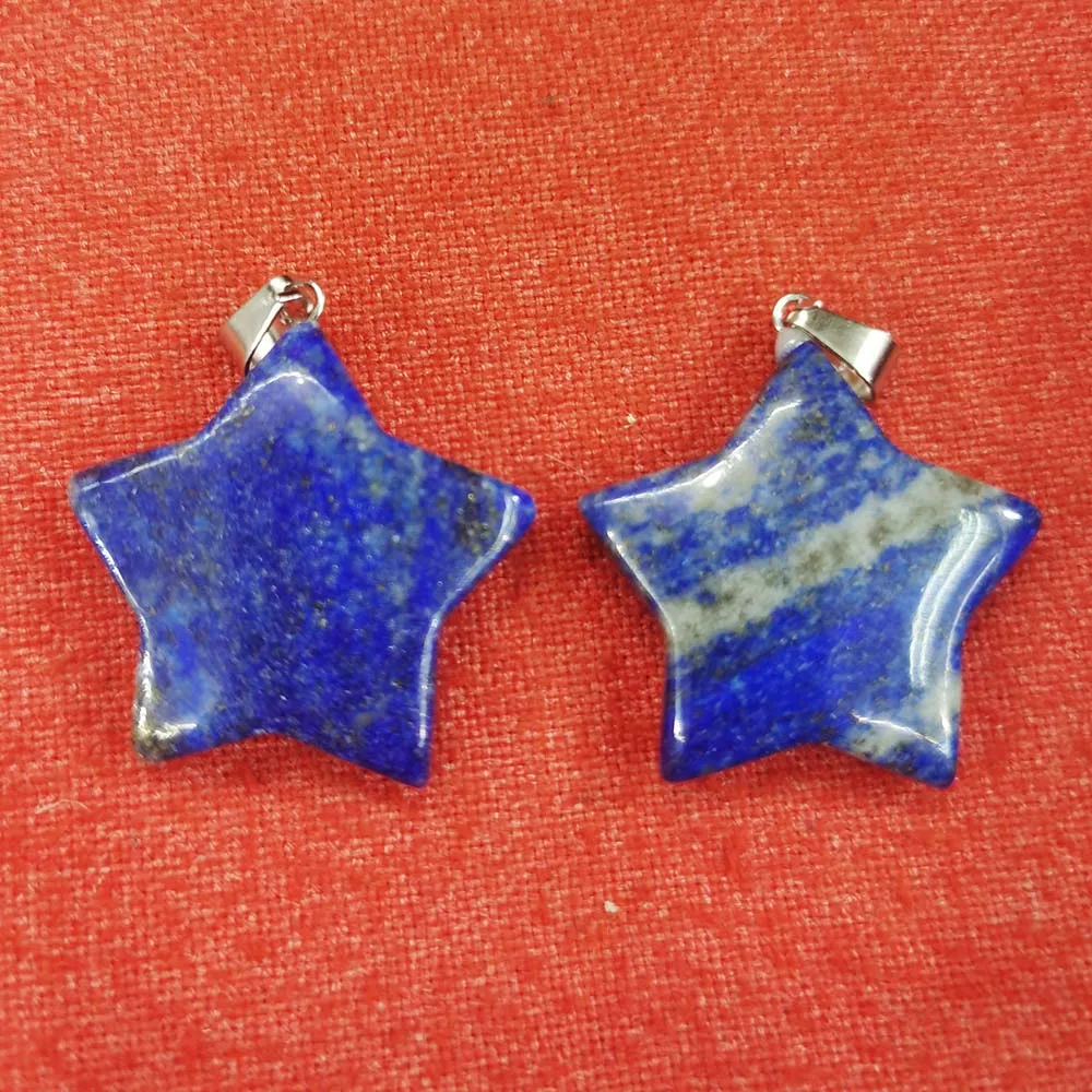 Natural Stone Pentagram Star Shape Crystal Agate Pendants Exquisite Necklace Accessories Charm DIY Jewelry Making Wholesale 6PCS