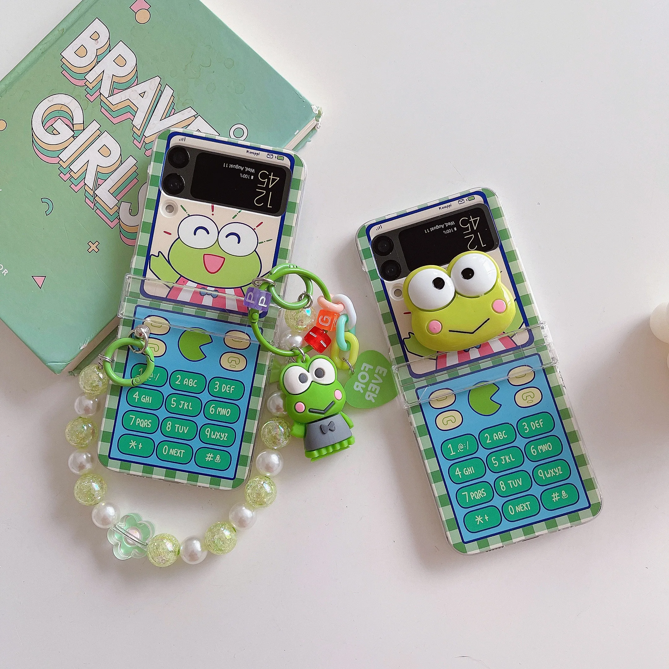 Sanrio Kero Kero Keroppi 3D doll hand chain Phone Case For Samsung Galaxy Z  Flip 3 4 5G ZFlip3 ZFlip4 Flip3 Flip4 Cover - AliExpress