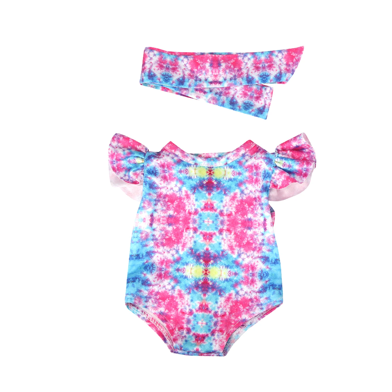 Doll Clothes One-piece Swimsuit+Headband Set For 43cm Baby New Born&18 Inch American Doll Acessories For OG Girl Doll Gift Toy