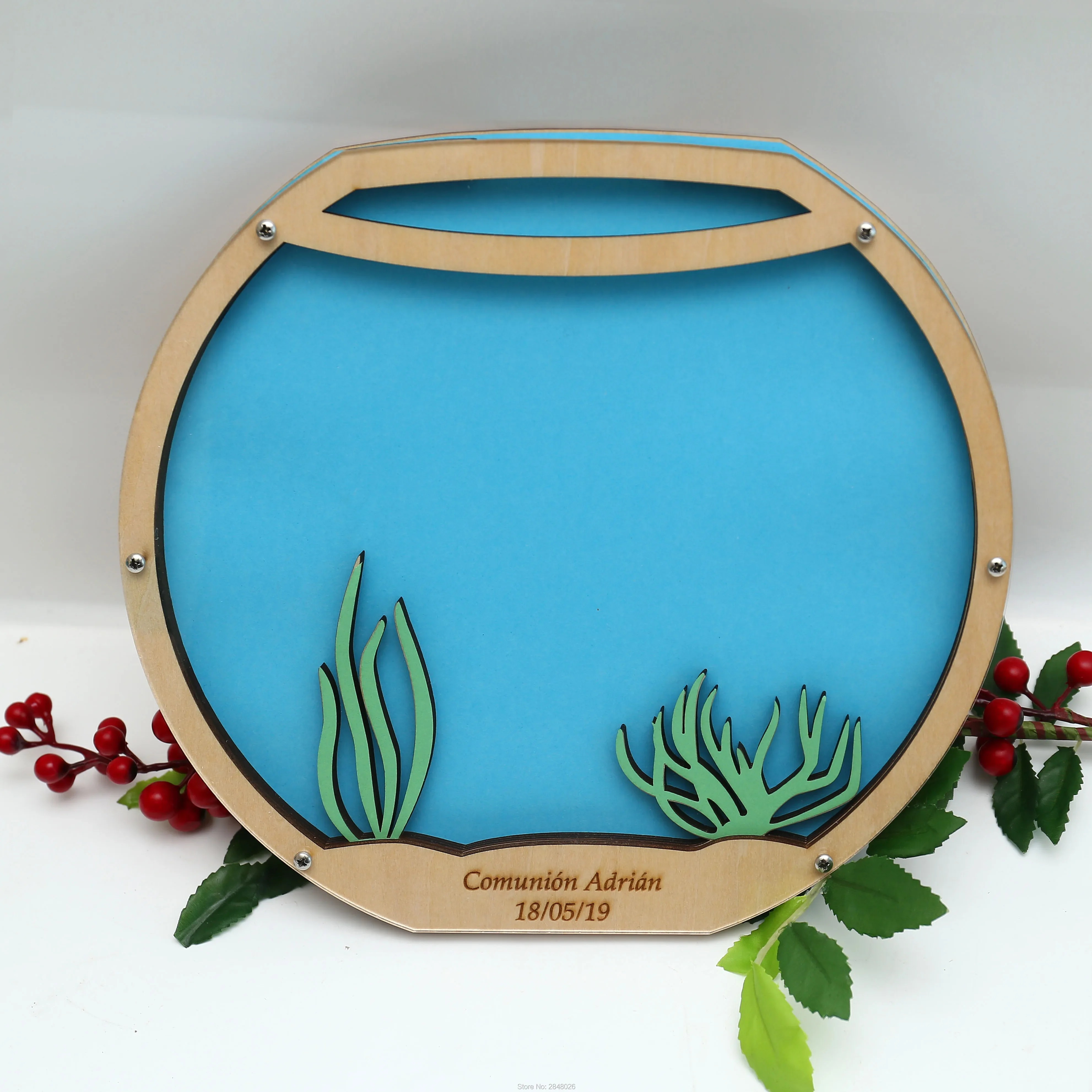 Wooden Wedding Fishtank Guest Book, Sea themed party Drop Box,fishes Guest Book Alternative, wedding Book.