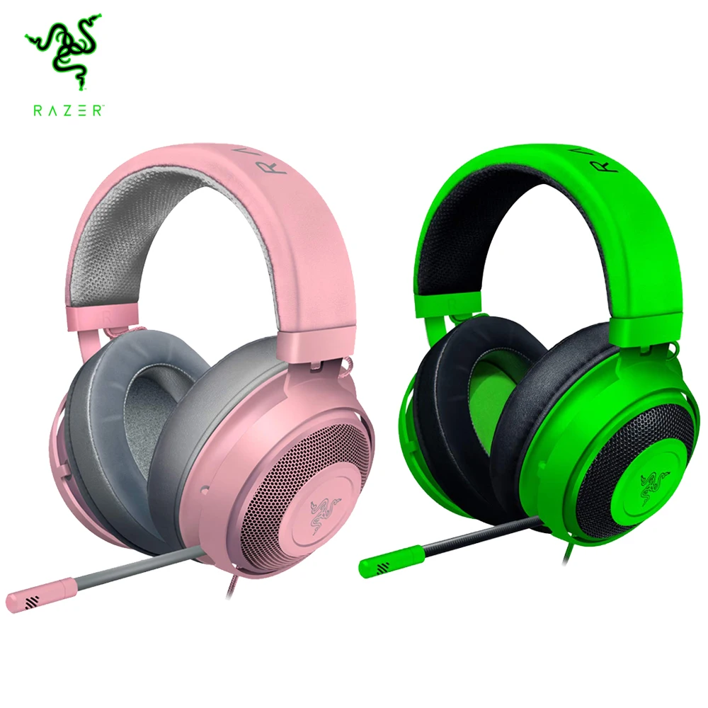 Razer Kraken Green Edition Wired Gaming Headset TNX 7.1 Surround Sound Headset with Mic Noise Reduction 3.5 mm Audio Jack Quartz