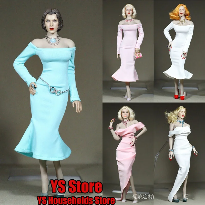 

Индивидуальная Настройка игрока 1/6 женское платье-солдат средней длины/большой грудной клетки однотонное облегающее популярное платье одежда с открытыми плечами для тела 12 дюймов