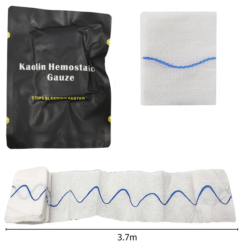Outdoor Camping Kaolin Hemostatic Gauze Non-woven Fabric Chitosan Gauze Sheet Tactical First Aid Bandage