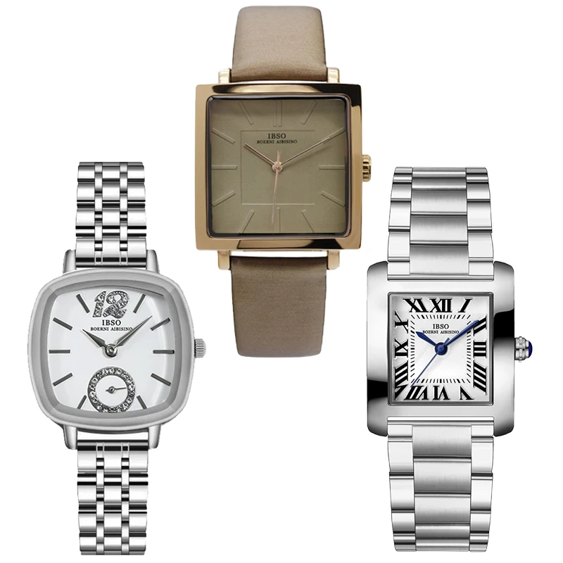 часы женские наручные,mодные женские квадратные часы, коричневые водонепроницаемые винтажные кварцевые наручные часы с кожаным ремешком, женские изысканные оригинальные Роскошные наручные часы для женщин часы ibso женс