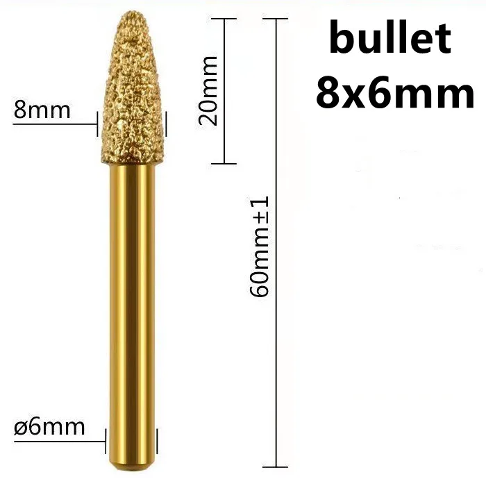 6mm Vacuum Brazed Diamond Grinding and Carving Tool Set