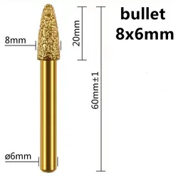6mm Vacuum Brazed Diamond Grinding and Carving Tool Set - Bullet 8x6