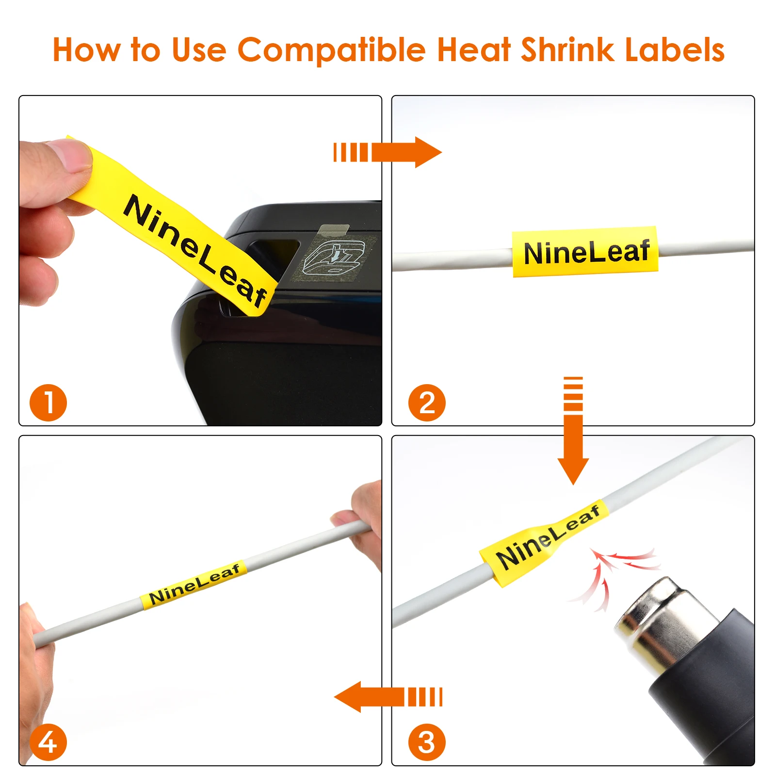 Nineleaf 12 18 24 mm Tubo de Psiquiatra de Calor Fita Compatível para o Irmão Hse211 24 221 231 621 para P-touch Impressora Máquina de Etiquetas - Imagem 2