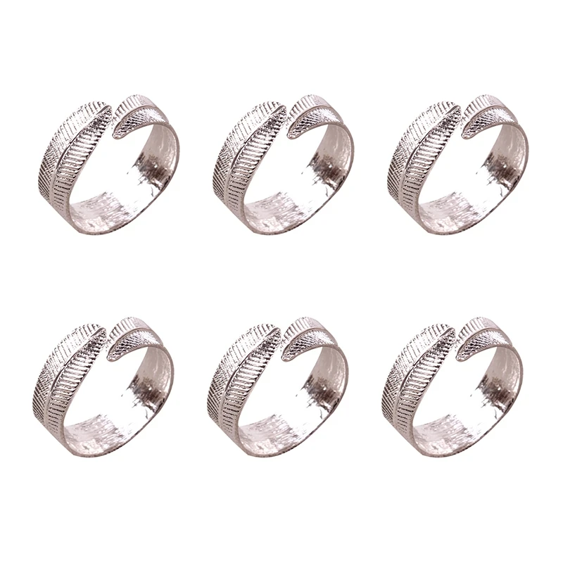 

6Pcs Alloy Leaf Modern Meal Buckle Cloth Ring Hotel Model Room Napkin