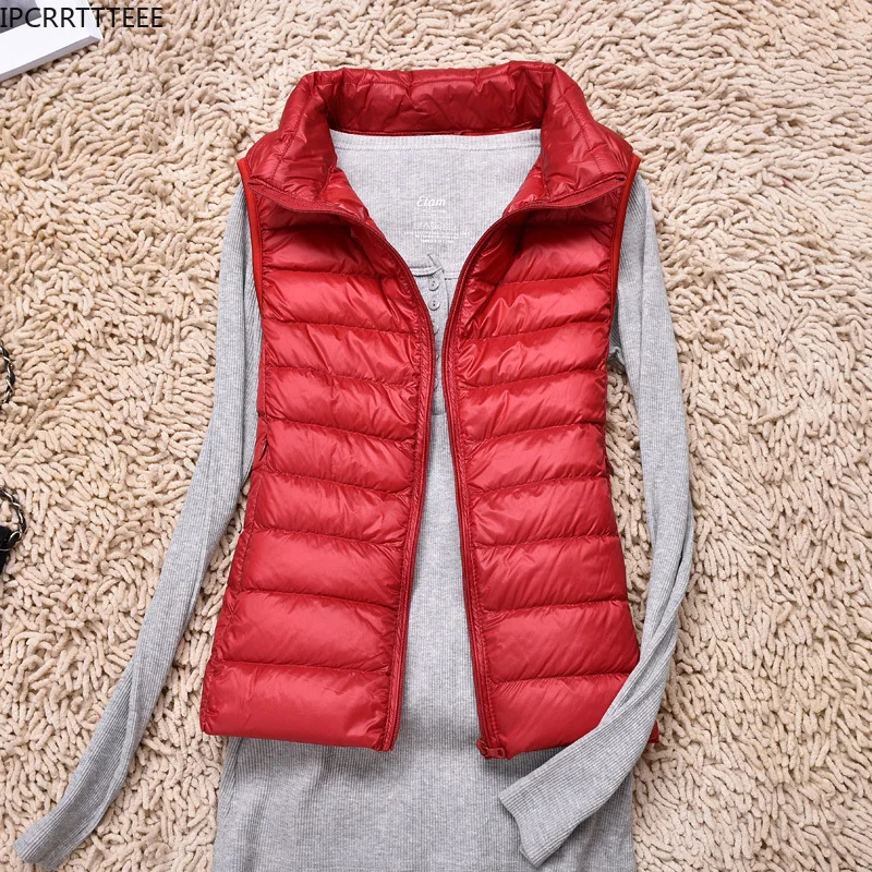 

Women Autumn Winter Ultra Light Slim Portable Duck Down Vest Down Coat Thin Sleeveless Jacket Windproof Padded Waistcoat