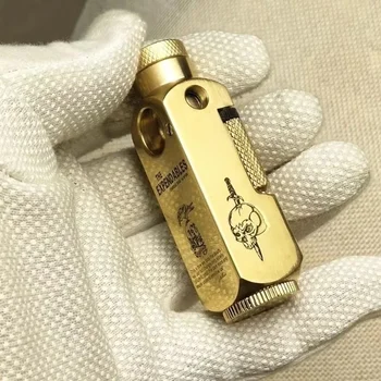Luxury Heavy-duty Trench Shaped Brass Lighter with Laser Carved Hexagonal Patterns, Personalized Retro Creative Lighter 1