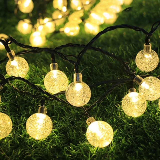 3m Waterproof LED Bubble Ball String Lights (118.11in) - Warm White Crystal Globe Fairy Lights, Weather-Resistant for Garden