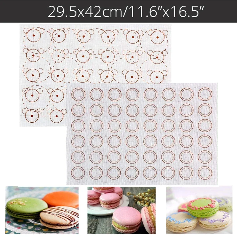 Double Sided Silicone Baking Mats Non-Stick Macaron Mat Cookie Pad Rolling Dough Mats Cake Fondant Bakeware Pastry Baking Sheet