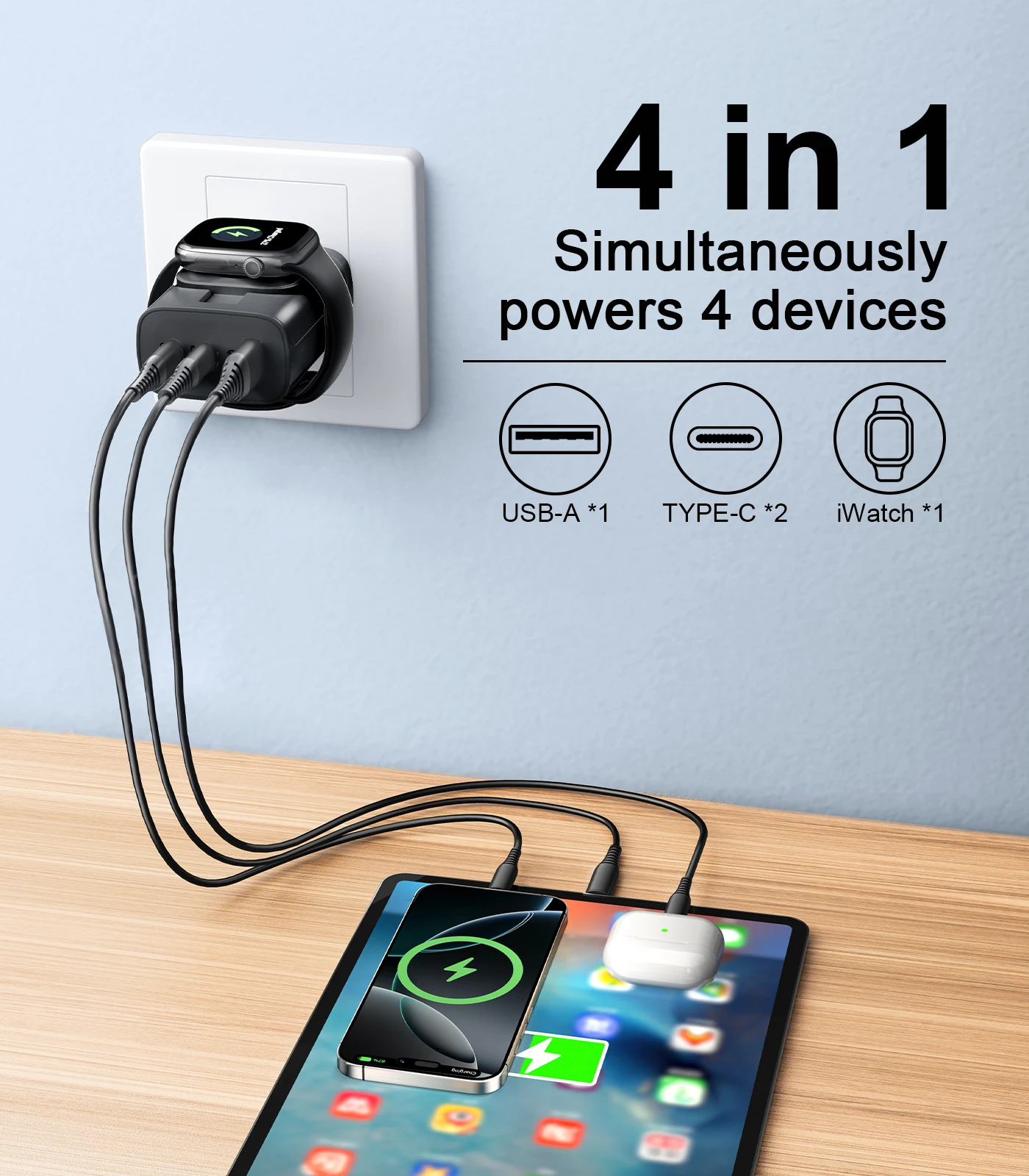 Eary 40W for Apple Charging Block & Watch Charger Foldable Fast Charger Compatible with iWatch Ultra/SE iPhone 17 16 AirPods 3 2