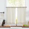 JINCHAN Linen Tier Kitchen Curtains Tab Top Small Window Curtain For Living Room Japanese Cover Drapes 2PCS 1