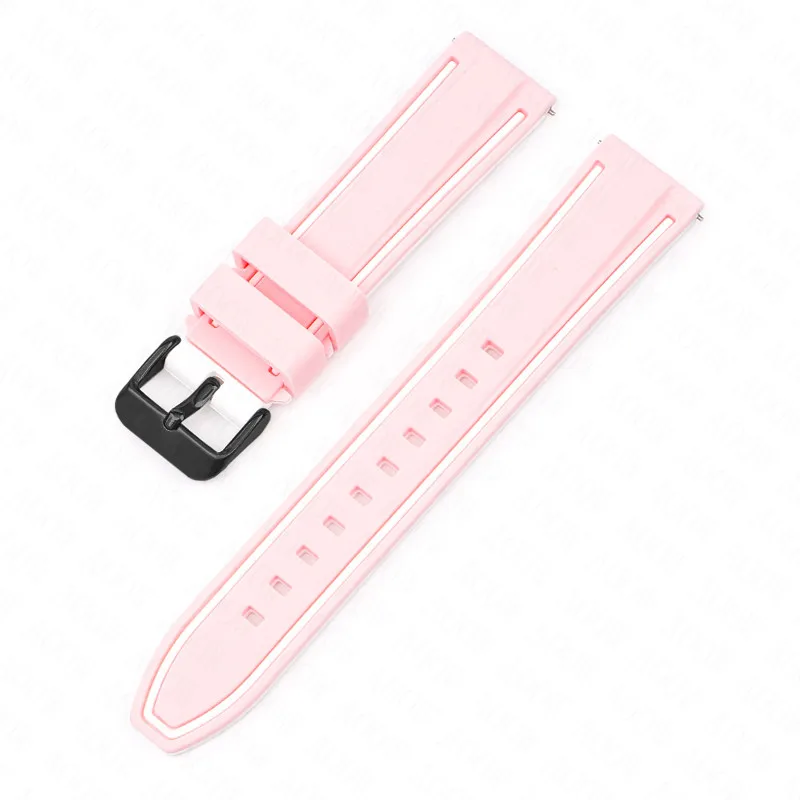 Universal Double Color Waterproof Sport Silicone Watch Strap, Quick Release Rubber Band, Unisex Bracelet