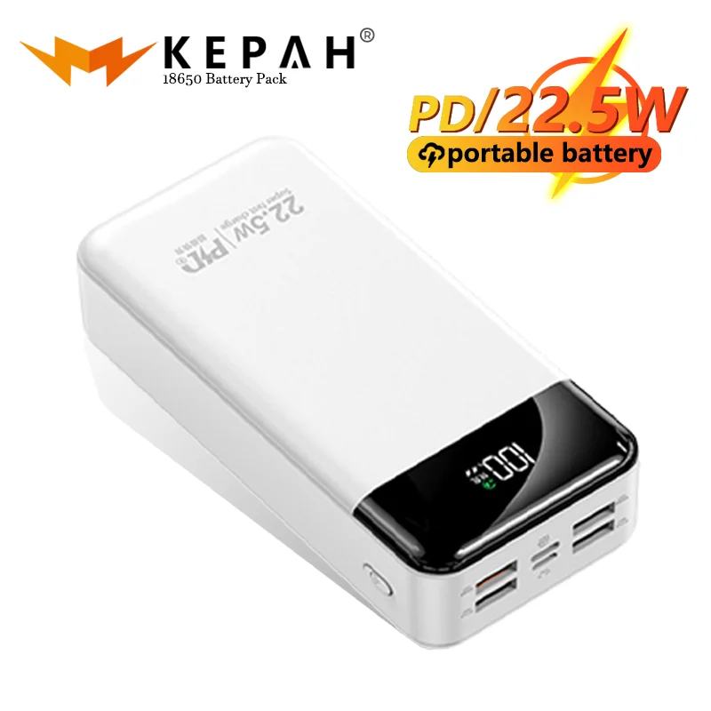 

100000 Ma high-capacity charger with digital display comes with its own line pd22. 5W super fast charging mobile power supply