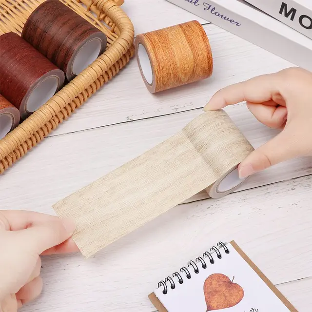 1pcs Roll Realistic Wood Grain Repair Duct Tape Furniture Renovation  Skirting Linew:8cm*l:4.57mchocolate Color