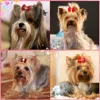 10/20PCS Puppy Bows 2024 New Red Series Dog Bows With Rubber Bands Pet Accessories For Dogs and Cats Handmade Cute Dog Bowknots 2