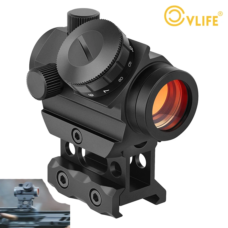 MidTen Riflescope 1x25mm 2MOA Red Dot Sight Waterproof Shockproof Fog-Proof with 1 inch Riser Mount Alumin
