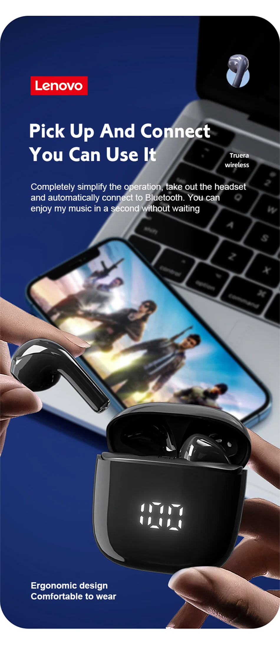 Lenovo XT83 Pro TWS Wireless Bluetooth 5.1 Earphone Stereo Noise Cancelling Wireless Headphone Sport Waterproof Headset With Mic
