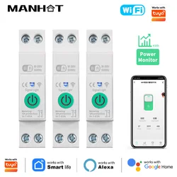 WiFi Smart Circuit Breaker with Energy Monitoring and Timer Relay - 1A - 63A(Adjustable)