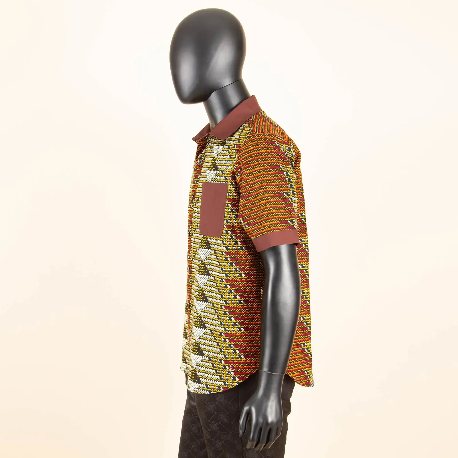 Men African Short Sleeve V-neck Casual Blouse Dashiki Top Ankara Attire Traditional Clothing Plus Size A2312004