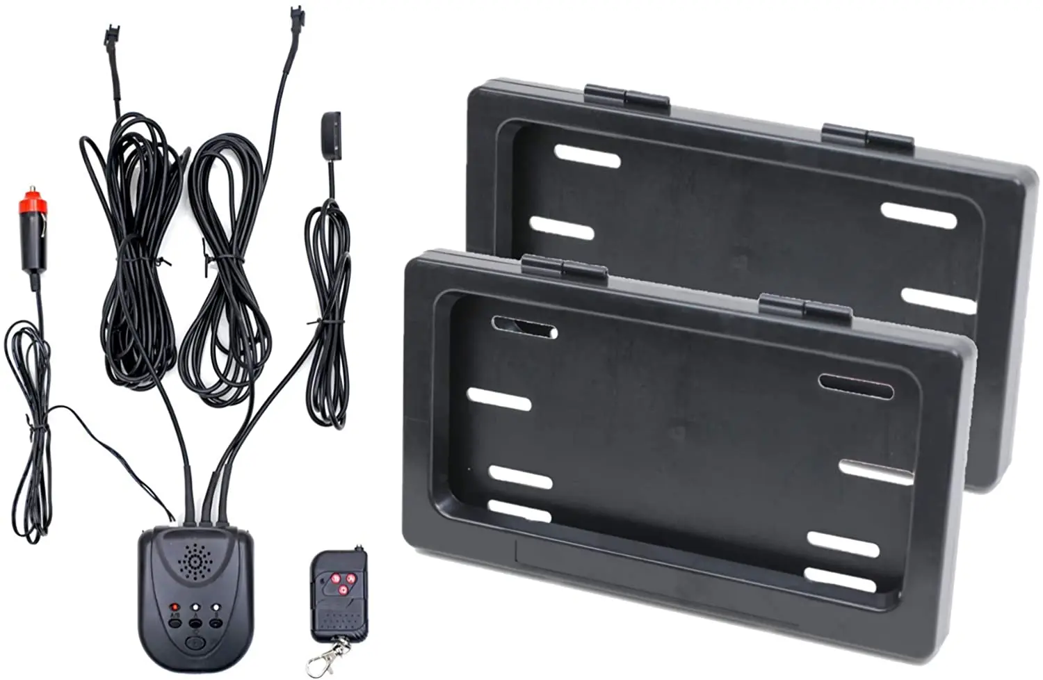 2PCS/Set US Electric Hidden License Plate Remote Stealth License Plate Frame Front/Rear Curtain for Car Shows and Track Events