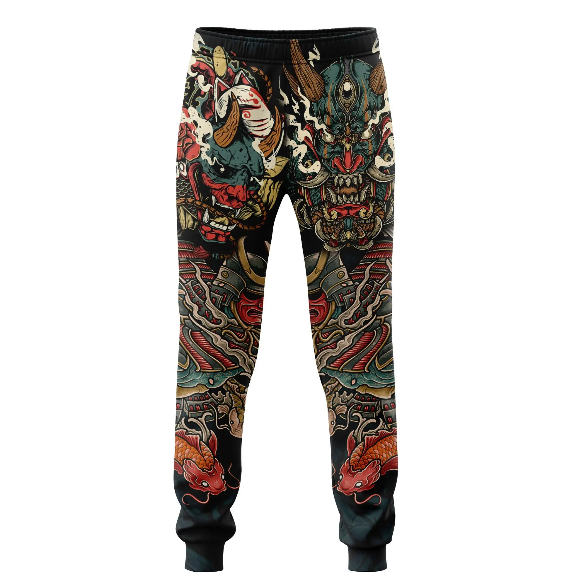 

Men's Spring and Autumn Pants Samurai Oni Mask Tattoo 3D Printed Sports Pants Unisex Fashion Street Leisure Sports Jogging Pants