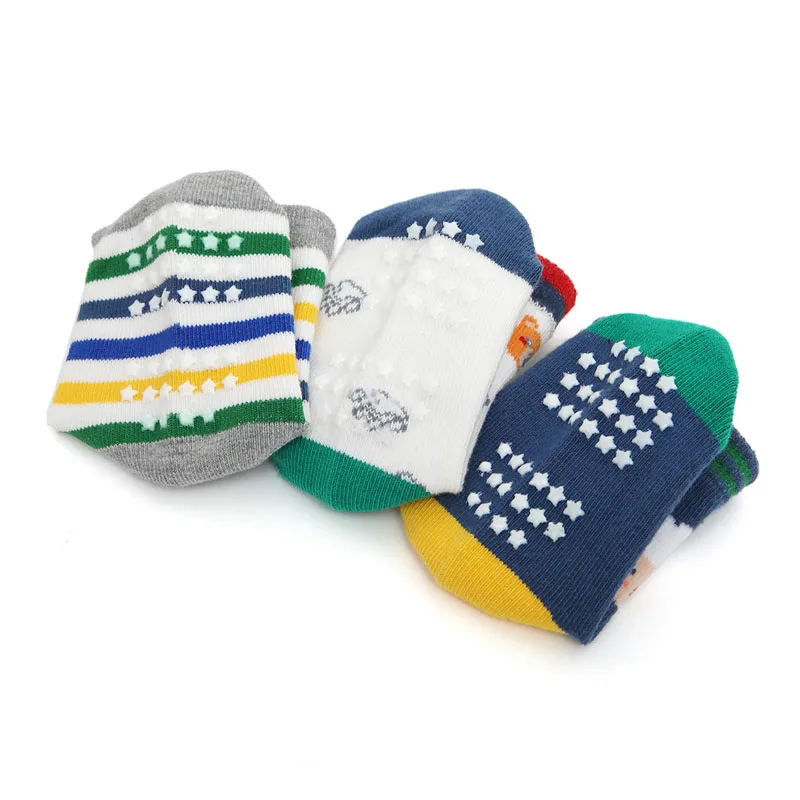 6 Pairs Boys Kids Non-Slip Socks Cute Cartoon Pattern Breathable Comfy Children Floor Socks For All Seasons 6
