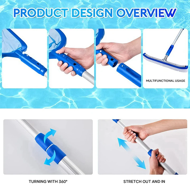 Pool Skimmer 1 PCS Pool Net 3 Section Pole Fine Mesh