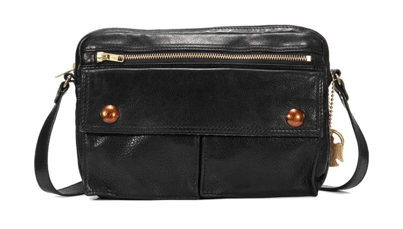 PNDME fashion casual high quality genuine leather men crossbody bag outdoor travel daily luxury real cowhide black shoulder bag