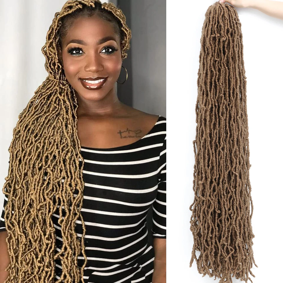 

36 Inch New Faux Locs Crochet Hair Super Lightweight Curly Wave Soft Locks Crochet Braids African Hair Extension For Black Women