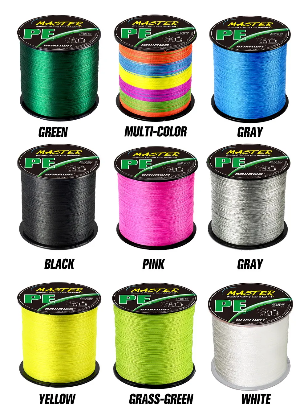 BAKAWA Braid Fishing line 100/300/500/1000M 4 Strands Multifilament PE Wire Carp Fly Sea Saltwater Weave Extreme Pesca 4